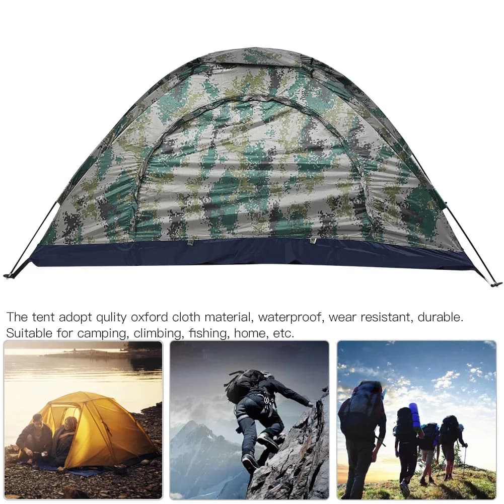 Tente de loisir 1 personne camouflage anti-vent pour pêche camping et randonnée