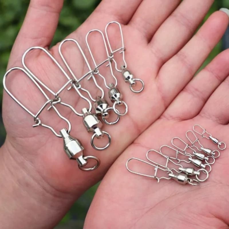 Kit de 20 connecteurs à roulement à bille pour ligne de pêche, émerillons avec agrafes et anneaux tournants