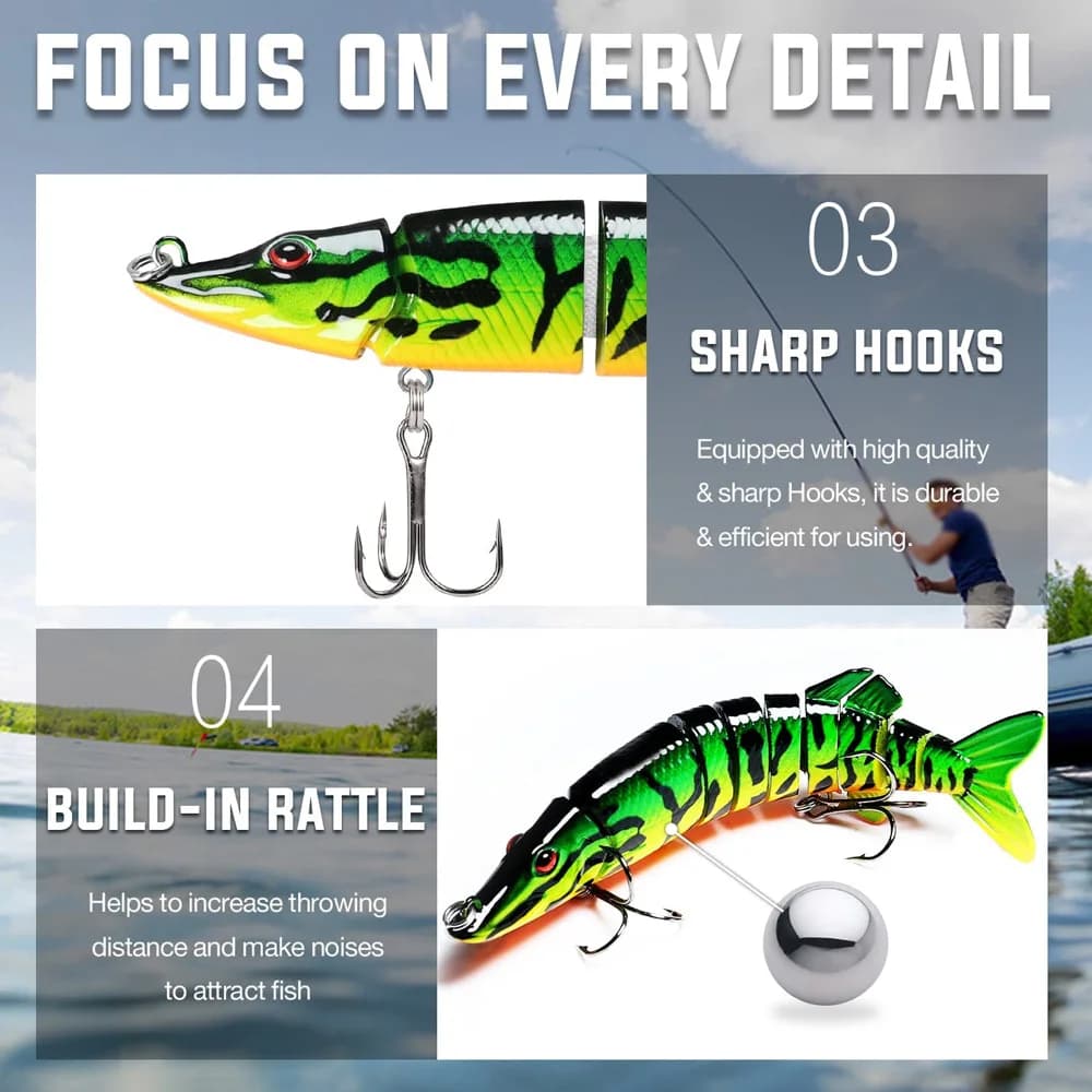 Leurre Souple Bionic Multi Articulé à Nage Lente pour Bass et Truite en Eau Douce et Salée