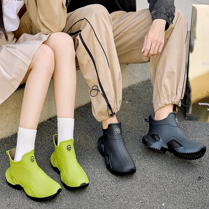 Bottes de pluie unisexes courtes anti-dérapantes PVC épais pour pêche printemps été - Chaussures aquatiques