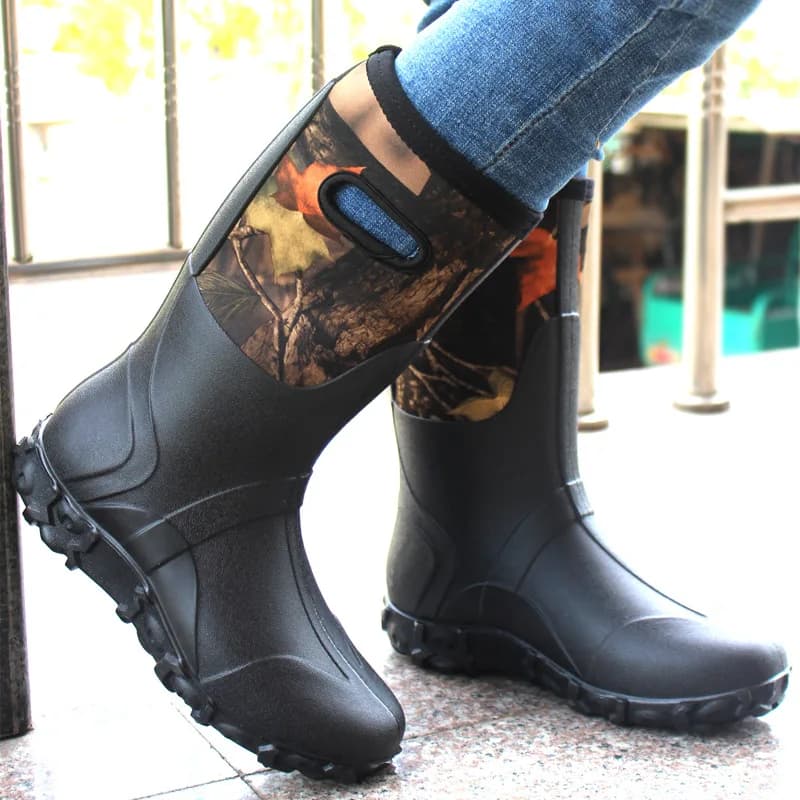 Bottes de pêche imperméables PVC respirantes avec semelle crampons antidérapante pour rochers et récifs