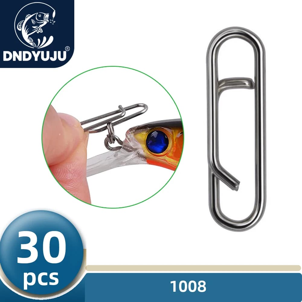 Connecteurs pêche DNDYUJU 30 pièces - Mousquetons rapides en acier inoxydable pour leurres et appâts