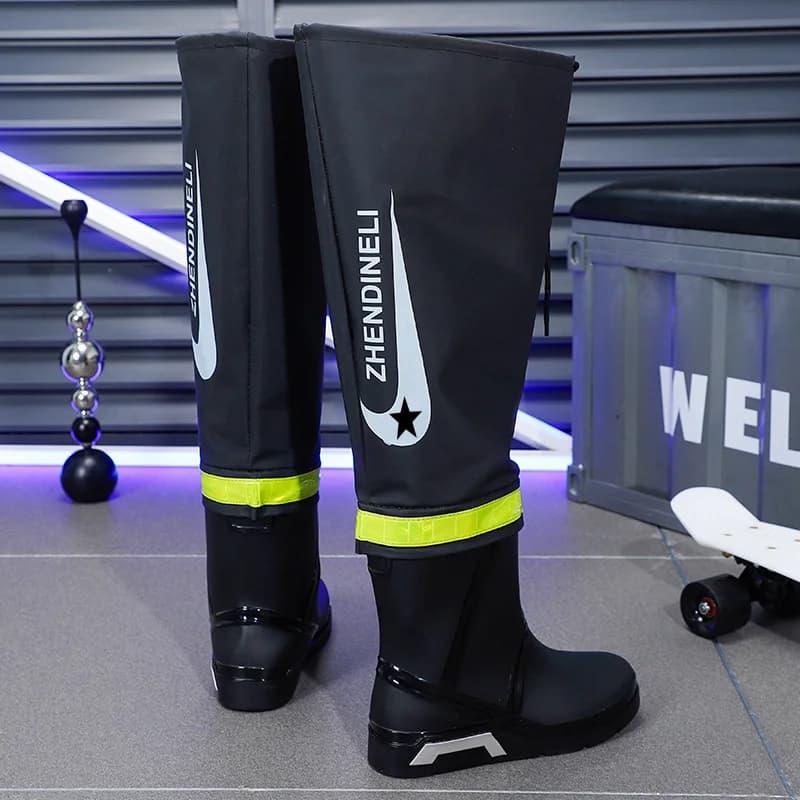 Bottes de pluie homme longues tube haut genou étanches travail anti-dérapantes livraison inondation