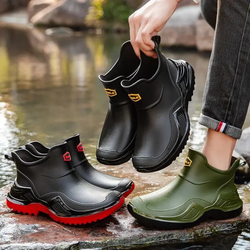 Bottes de pluie homme silicone à plateforme basse - Bottes ville antidérapantes économiques