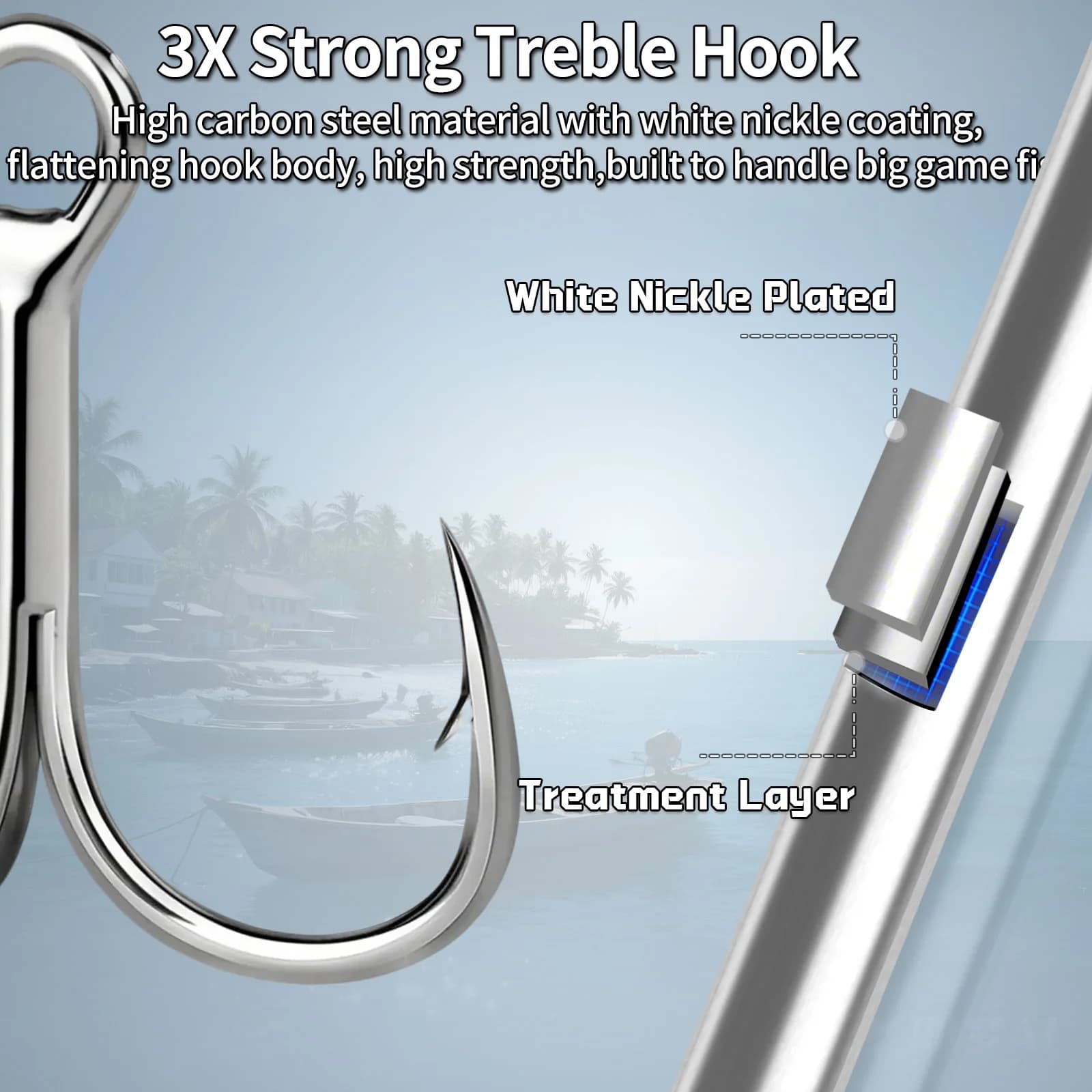 Hameçons triples mer 9KM 3X renforcés 25 à 100 pièces pour leurres crankbait et spinners