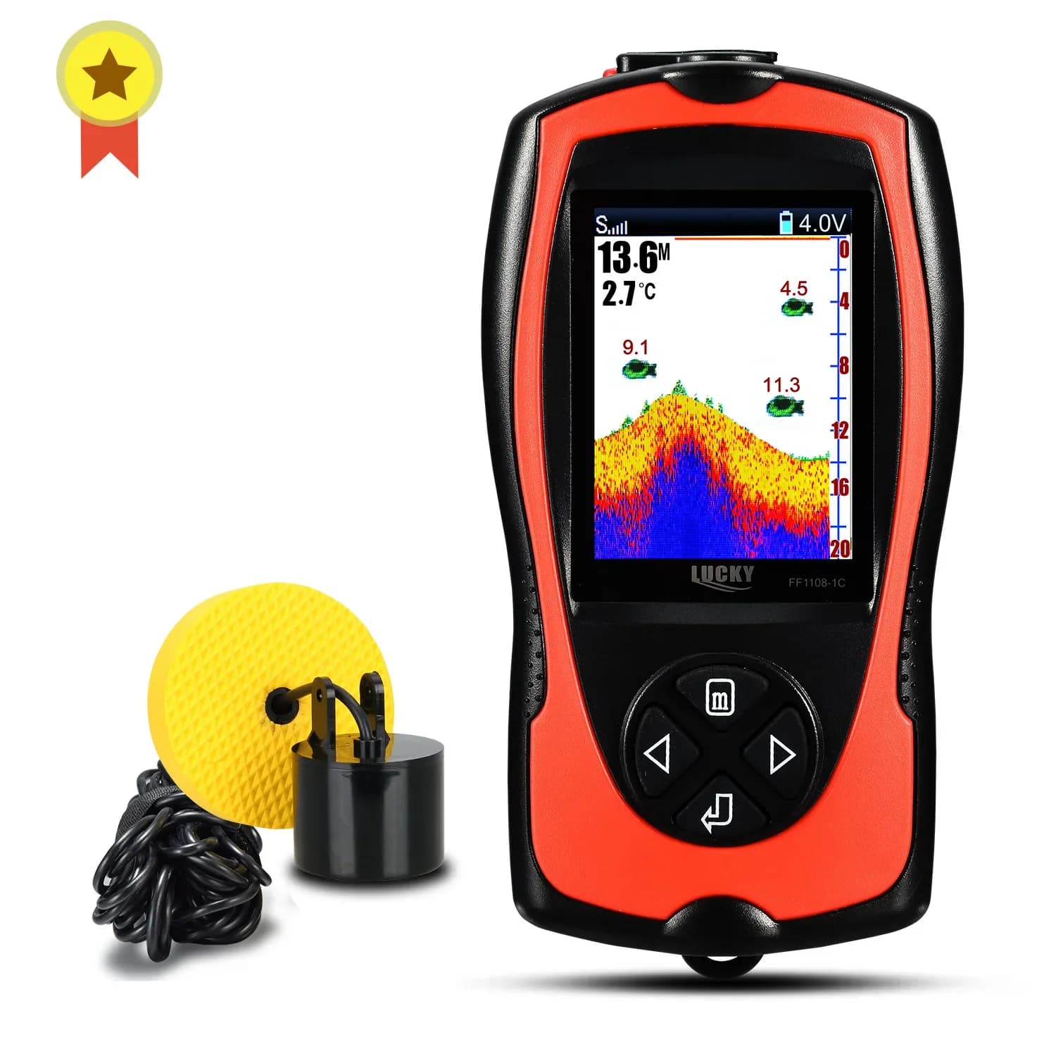 Sonar pêche filaire portable Lucky FF1108-1CT 100m profondeur écran couleur 2.4 pouces