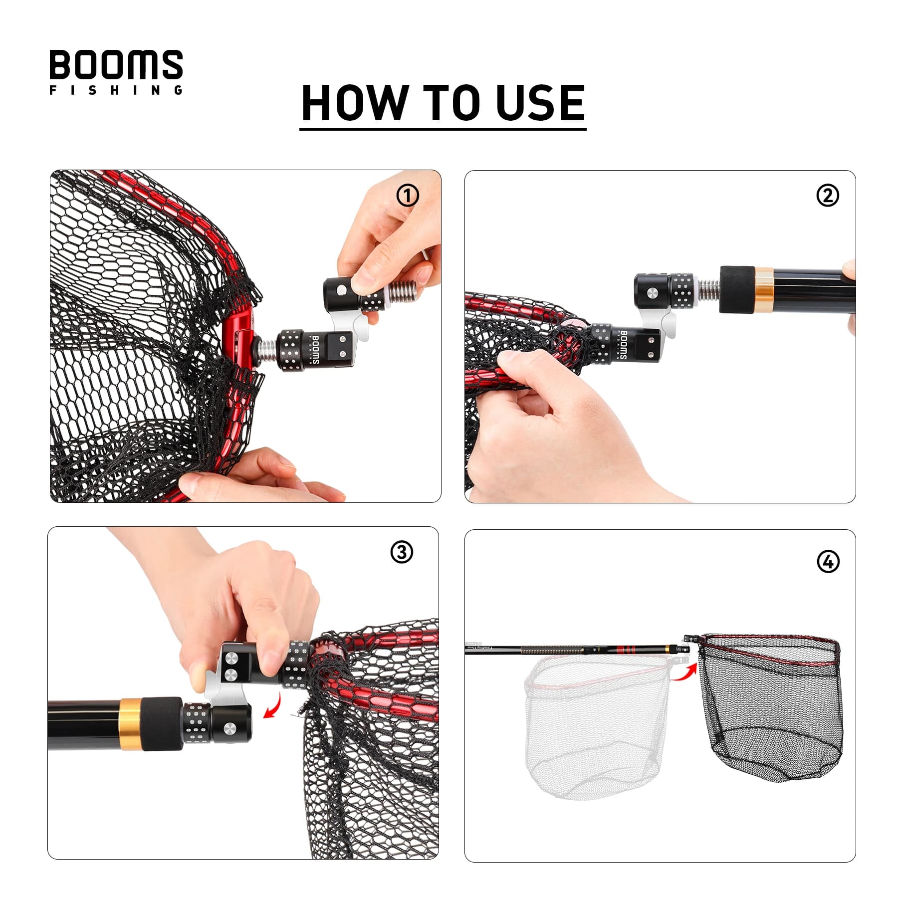 Connecteur universel pour épuisette en alliage d'aluminium - Adaptateur de filet de pêche Booms Fishing TM1