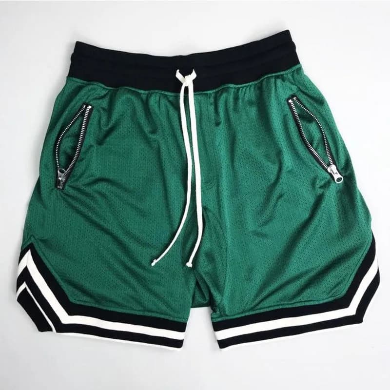 Shorts homme sport à cordon de serrage avec poches zippées respirants séchage rapide confortables coupe large