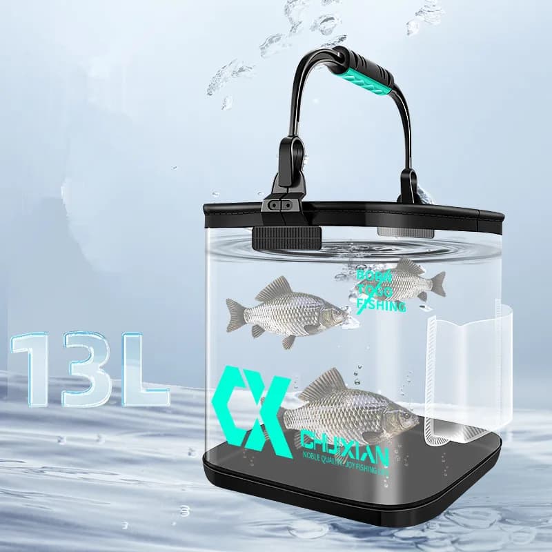 Seau poissons vivants 13L pliable EVA - Bac pêche transportable aquarium portatif accessoires