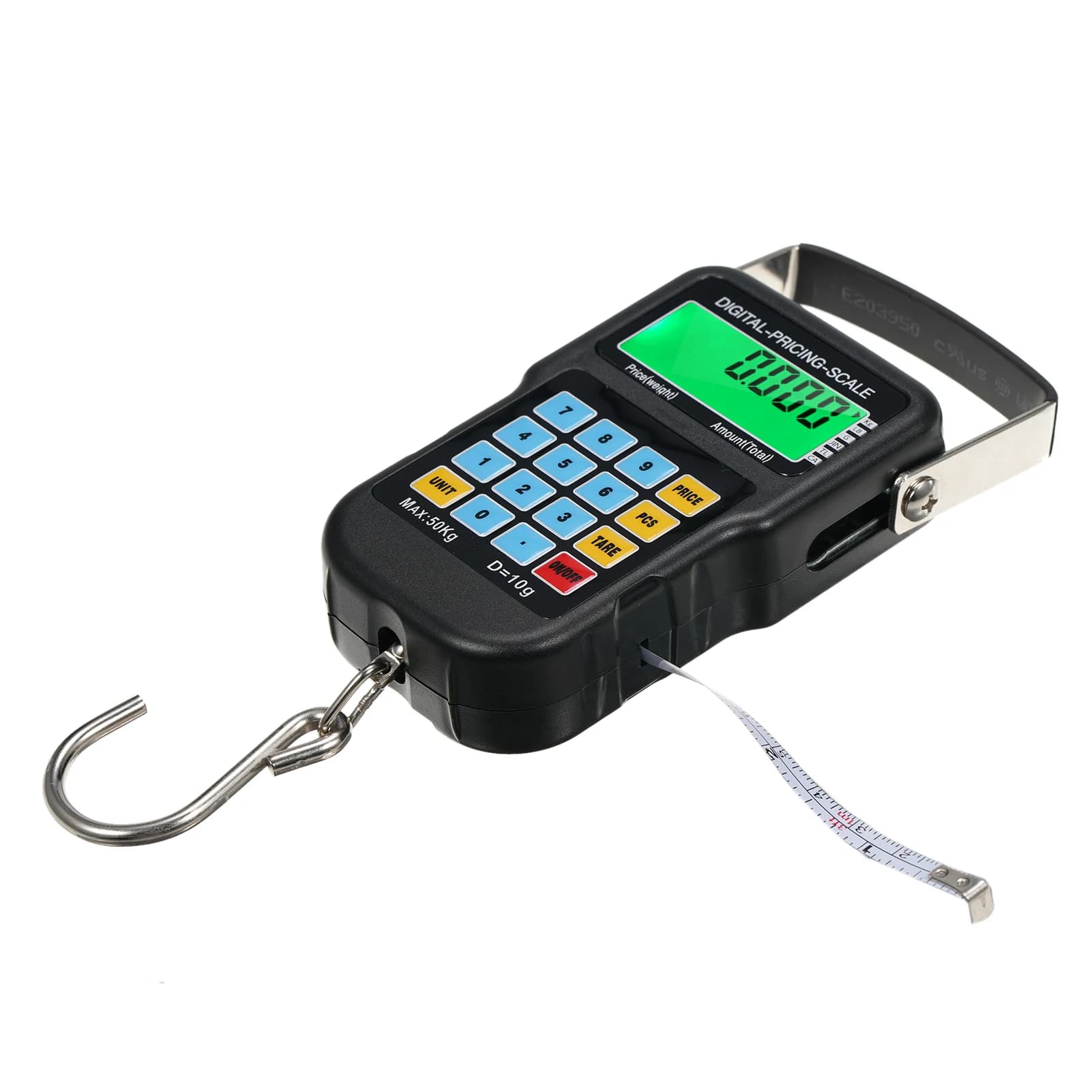 Balance digitale de pêche KKMOON 50kg/110lb avec crochet - Pèse-bagages électronique LCD rétroéclairé pour pesée précise