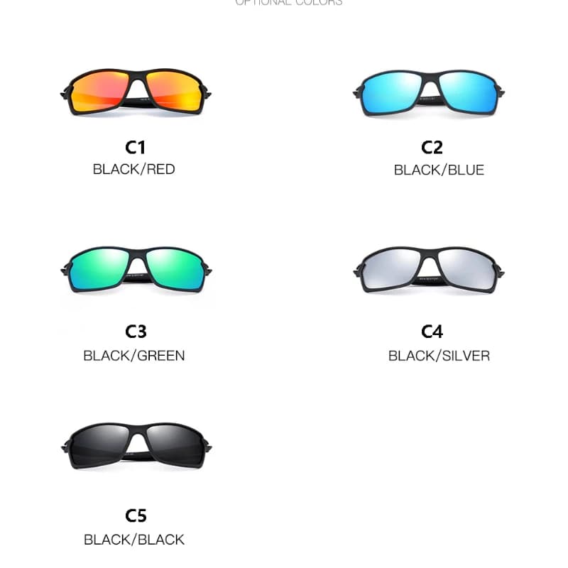 Lunettes de soleil polarisées carrées hommes - Conduite et pêche sportive UV400 voyage