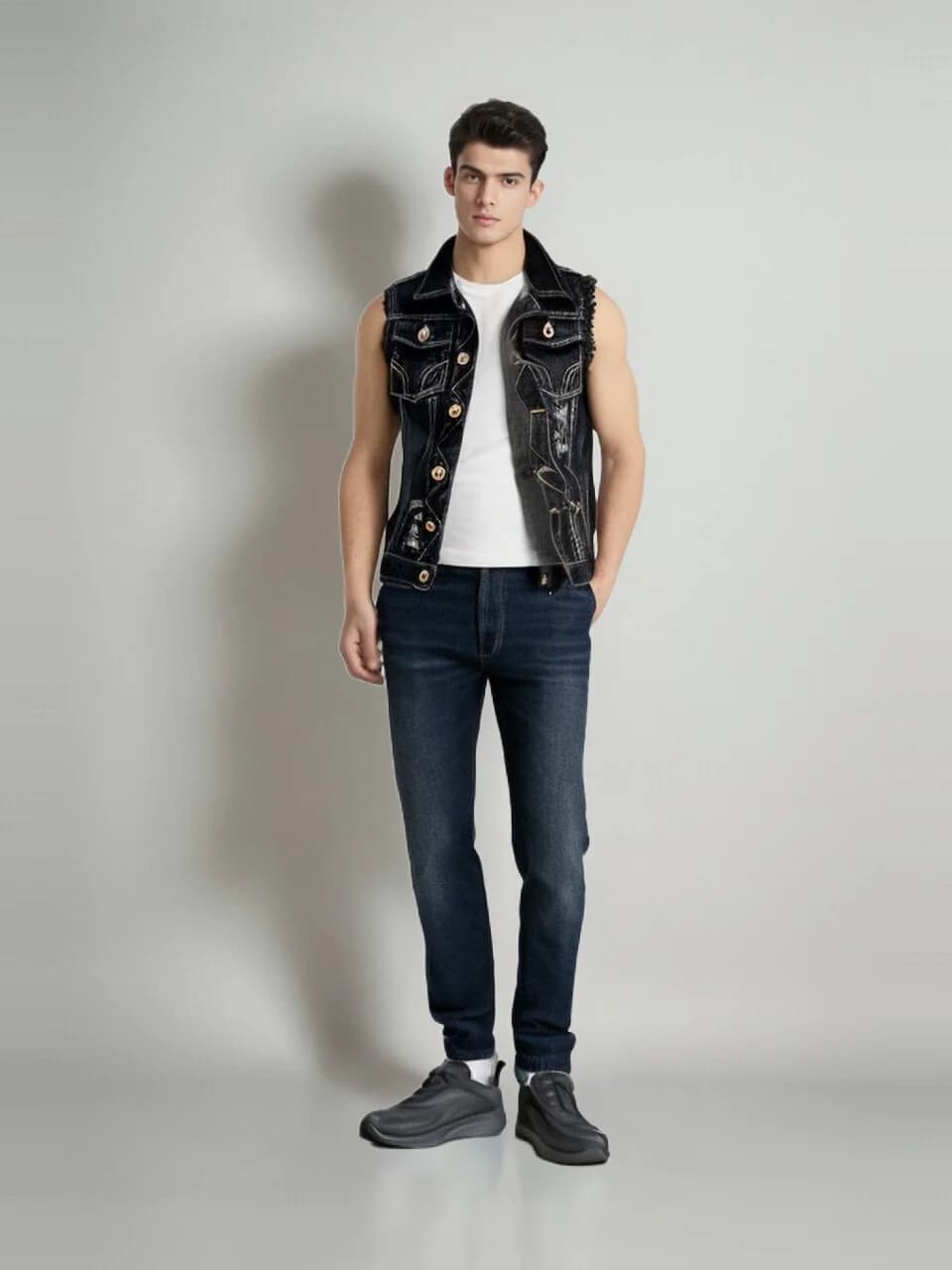 Veste sans manches en jean délavé pour homme, style vintage printemps automne, taille 6XL - DIMUSI