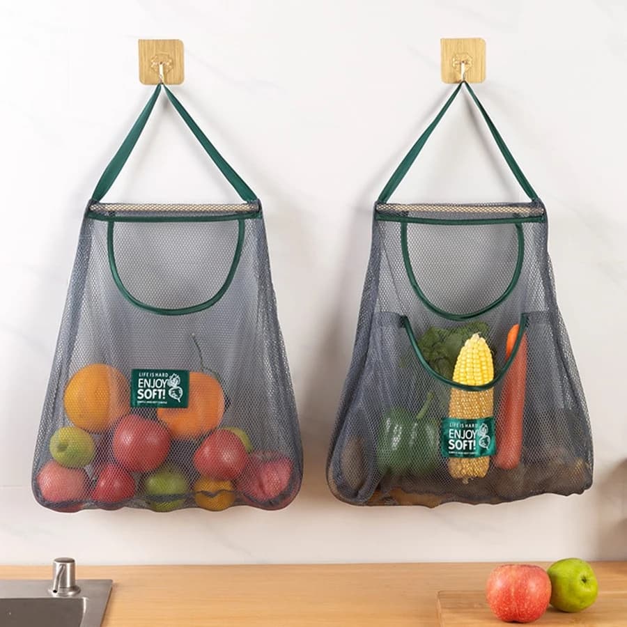 Sac rangement légumes fruits pêche - Filet mural organisation cuisine stockage appâts vivants