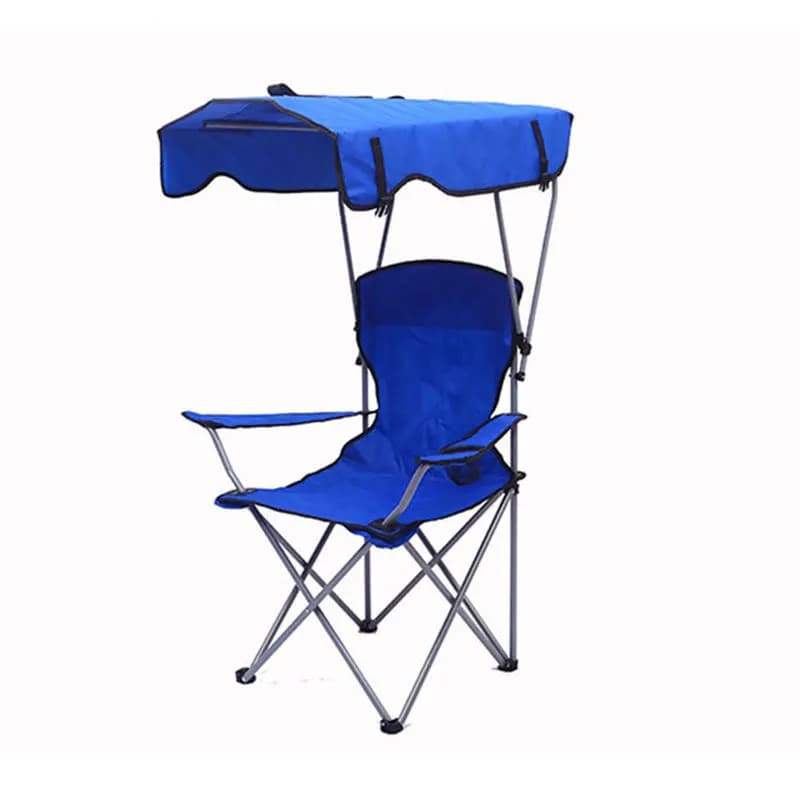 Fauteuil pêche pliable plage avec auvent - Protection solaire et anti-pluie pour camping pêche