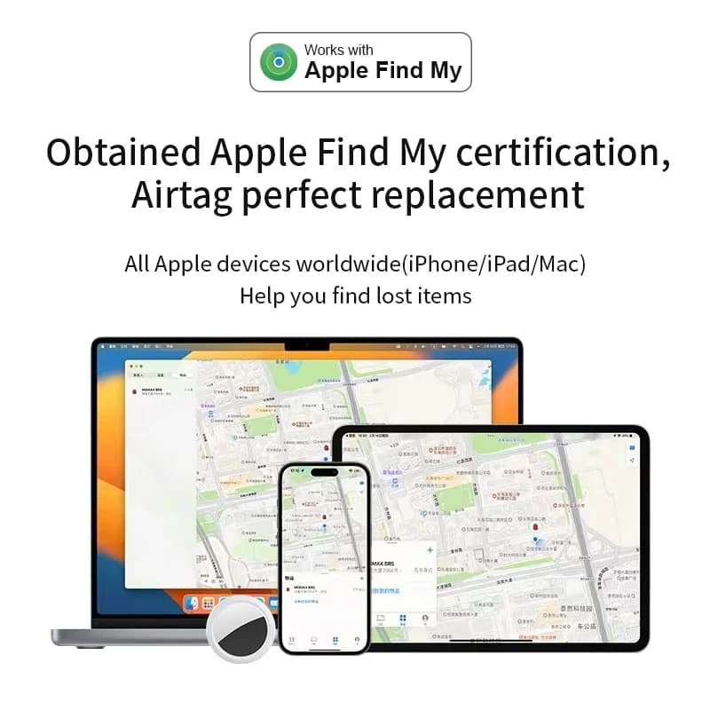 Tracker Bluetooth JSPTEC Sécurité - Compatible Find My Apple, Alarme Sonore, Rappels Messages Anti-Perte