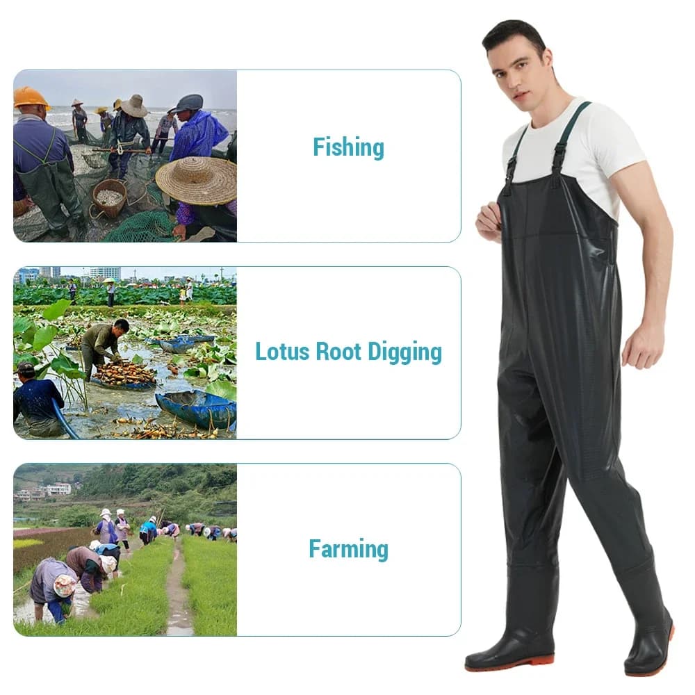 Combinaison de pêche étanche PVC antidérapante avec bottes pour homme et femme