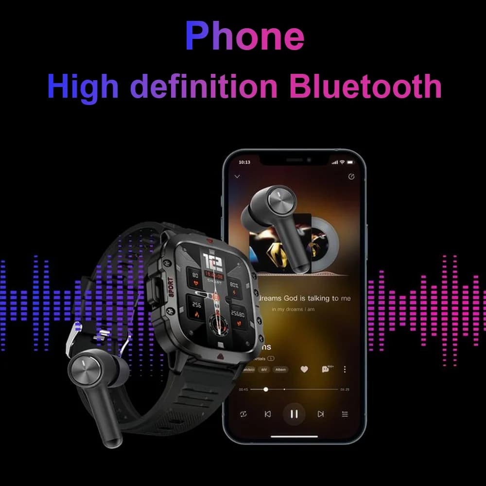 Smartwatch KESHUYOU avec écran 2.01" et lampe LED - Montre outdoor pour pêcheurs aventuriers