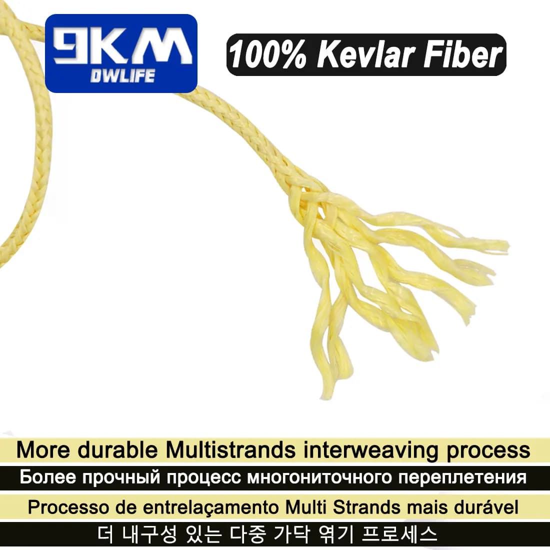 Fil de pêche Kevlar 100 à 1500lb résistant à l'abrasion pour kite et survie outdoor 0.8 à 3.5mm