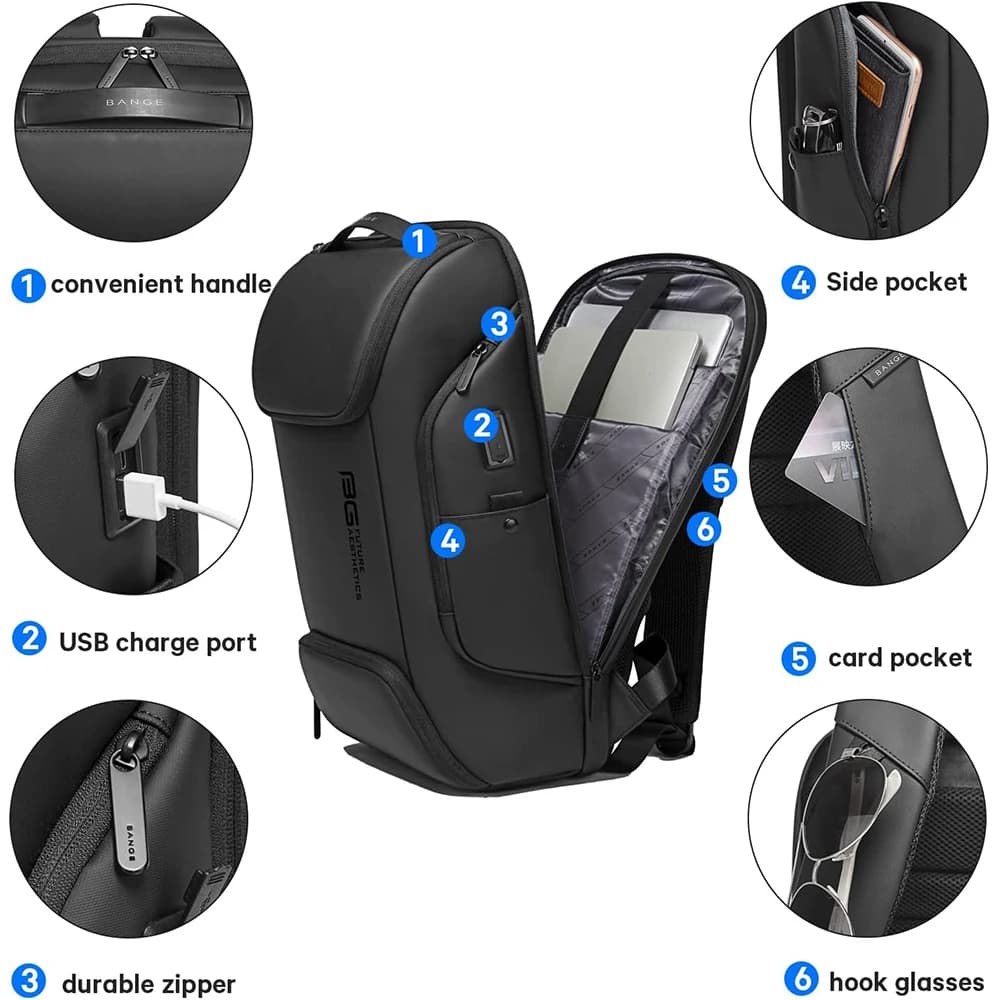 Sac à dos professionnel avec chargeur USB pour pêche - Waterproof et compatible ordinateur 15.6 pouces