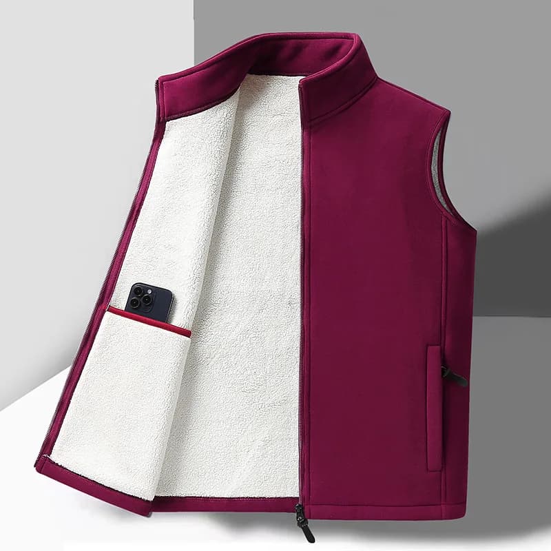 Gilet polaire homme grande taille chaud en laine mérinos pour pêche hivernale confortable