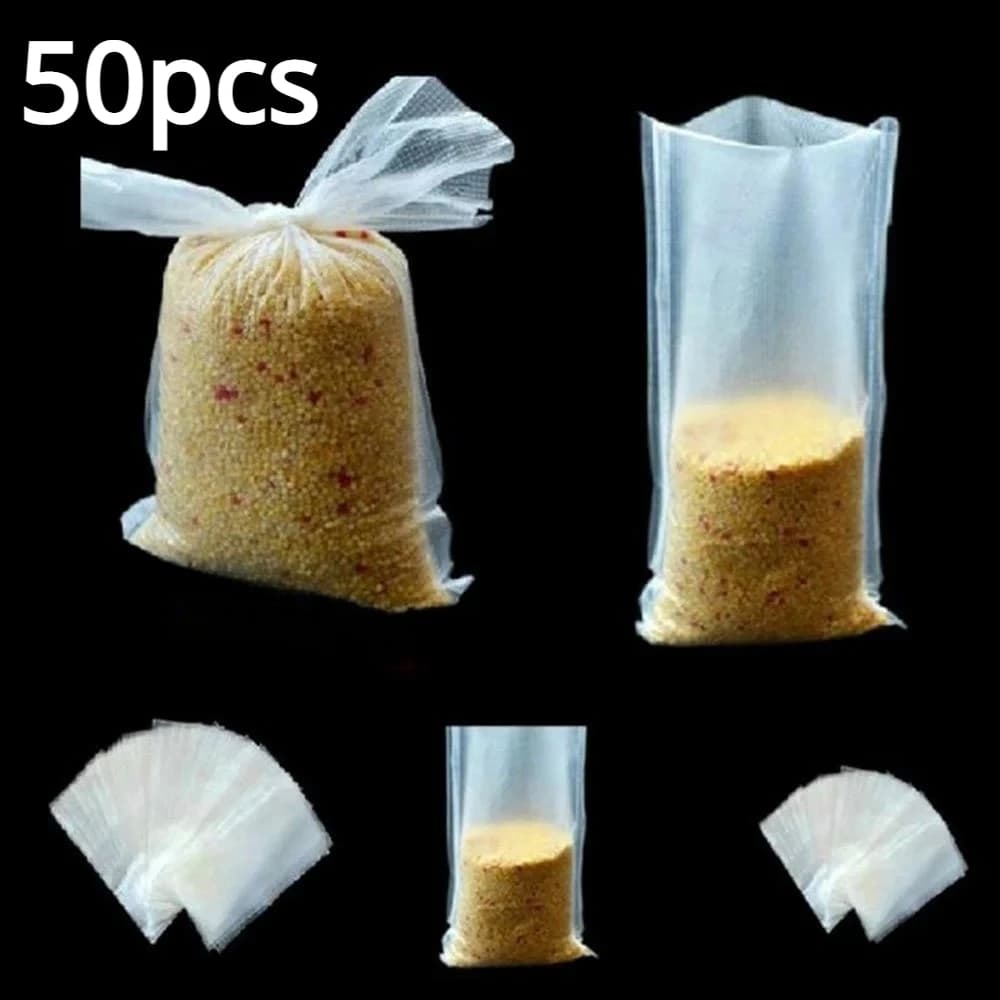 Sacs PVA 50 pièces 7x15cm pour pêche carpe : libération d'appâts bouillettes et pellets