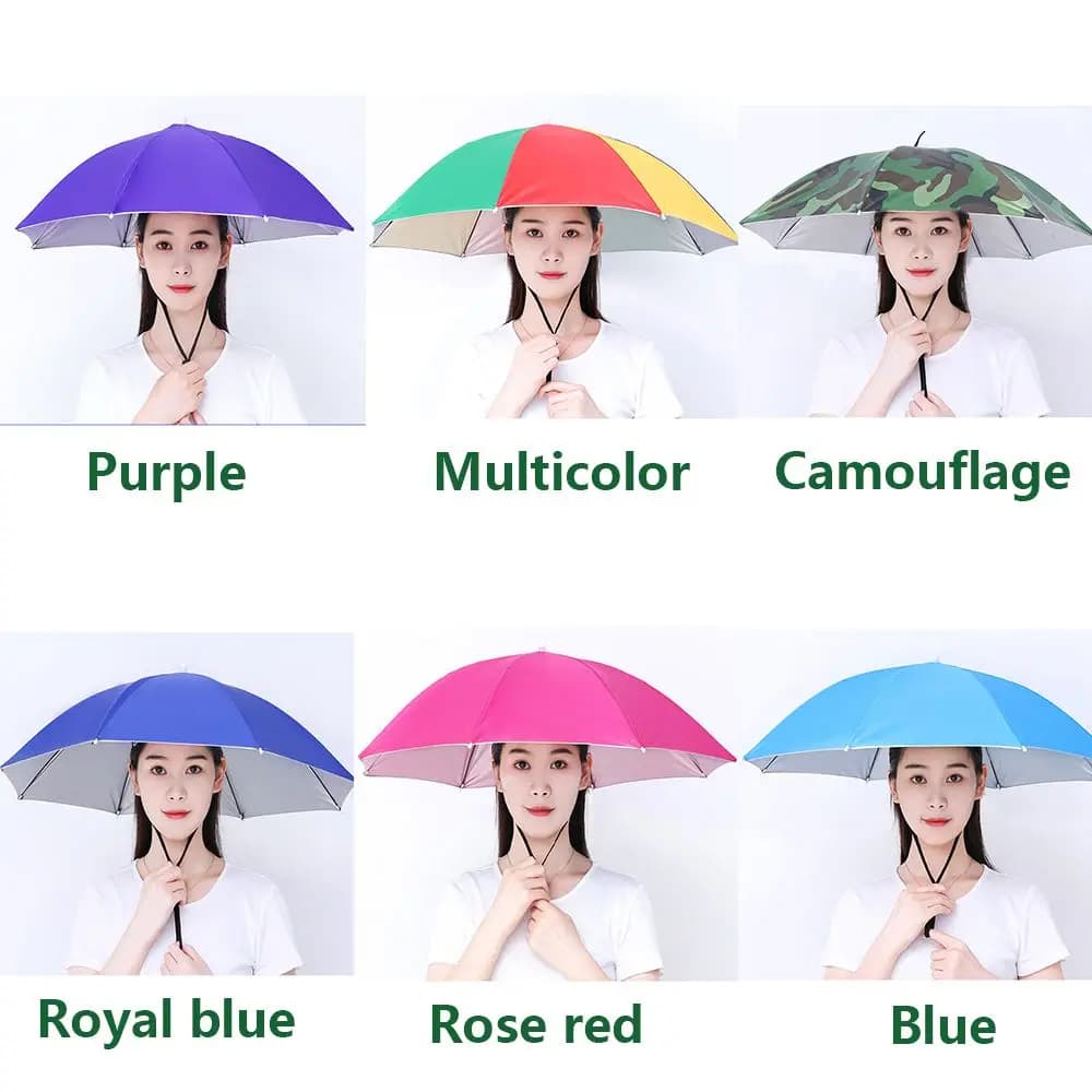 Chapeau parapluie pêche résistant au vent pliable portable protection solaire camping plage