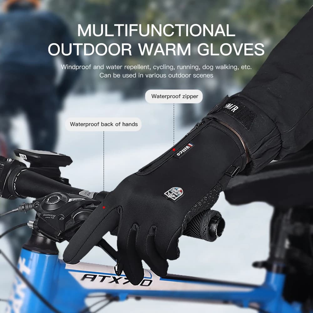 Gants vélo hiver homme femme touchscreen - Gants chauds tricotés étanches pour cyclisme hivernal