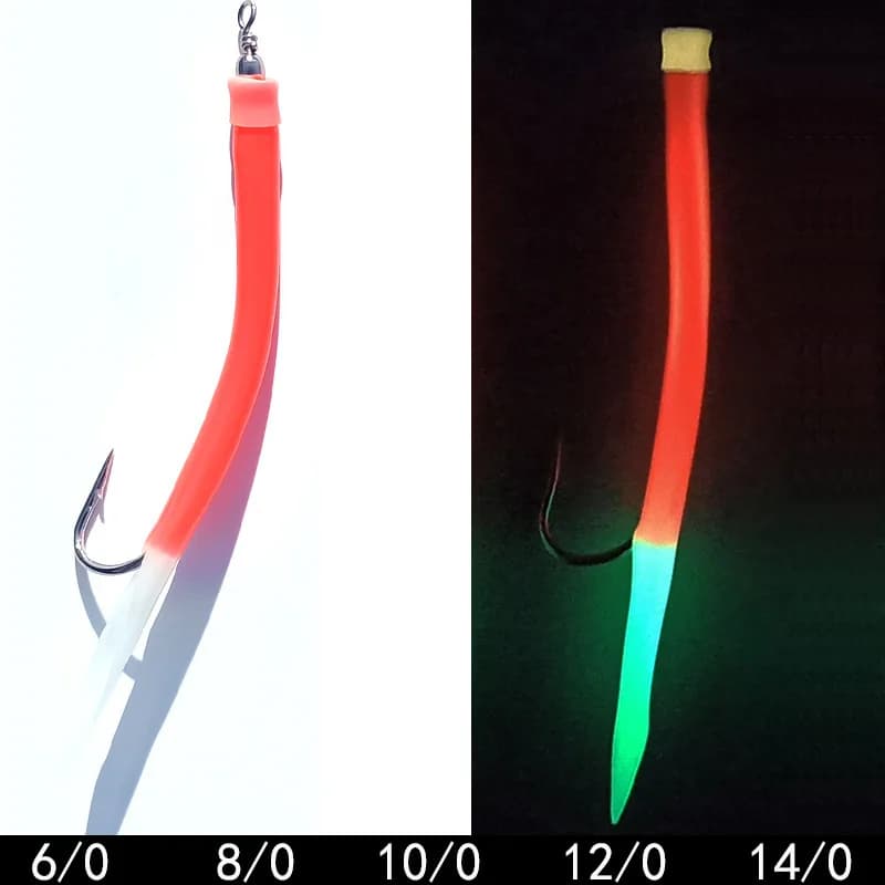 5 bas de ligne sabiki luminescents pour morue - Bas de ligne mer avec flasher et hameçons glow