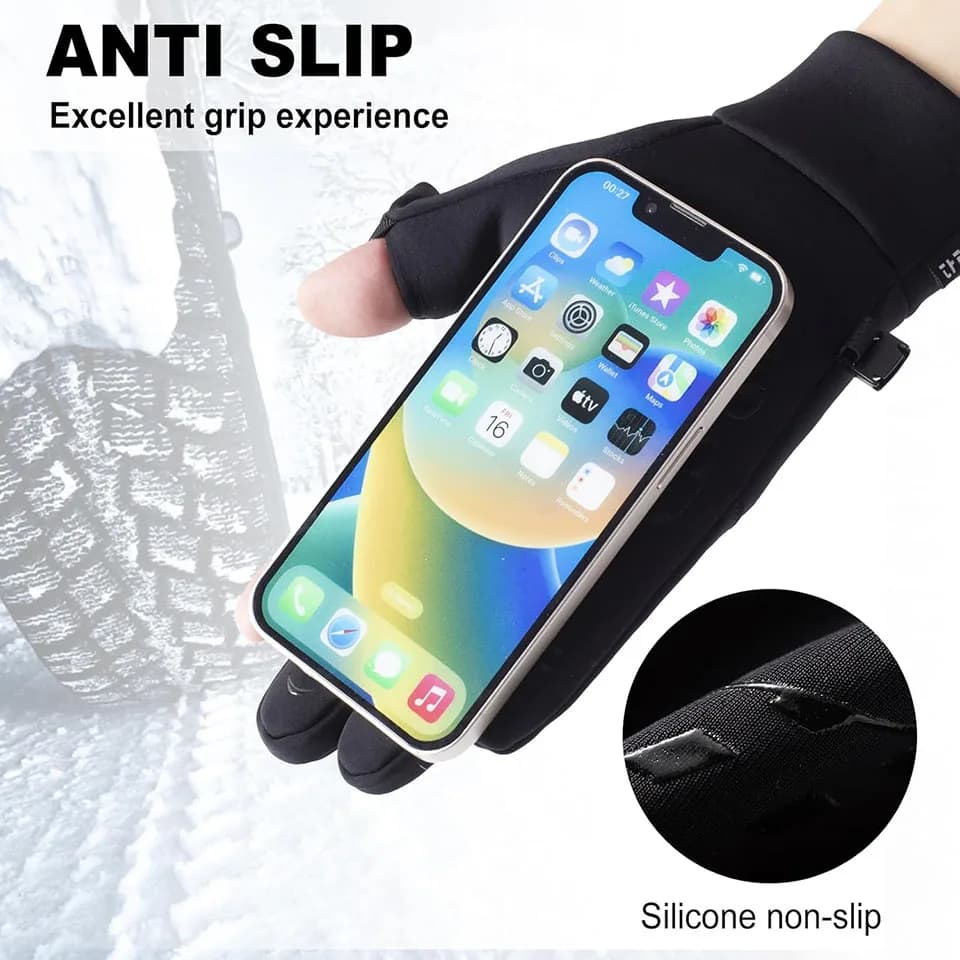 Gants hiver pêche GTUBIKE 2 doigts retournables imperméables homme femme chauds