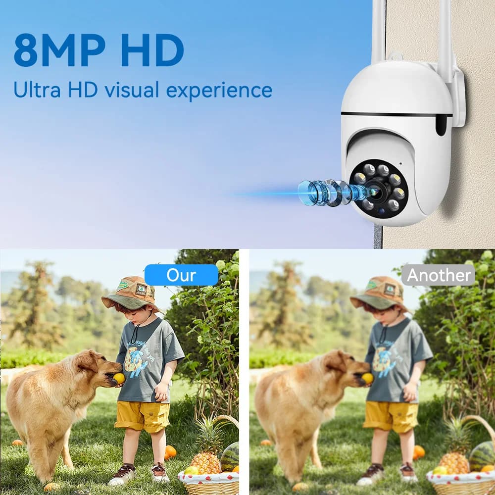 Caméra surveillance wifi O-Kam pro 8MP - Détection humaine zoom 4x alarme lumineuse sans pub application
