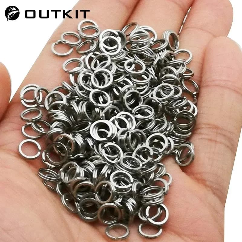 50 anneaux doubles en acier inoxydable pour pêche à la carpe, connecteur rapide avec clip et