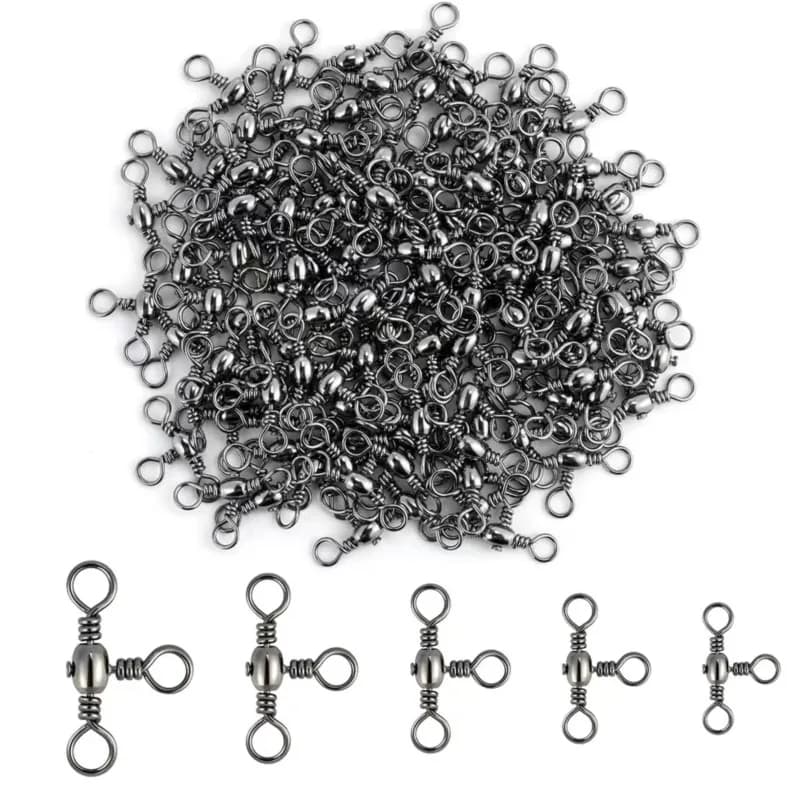 50 connecteurs trois branches nickelés noirs - Émerillons T pêche avec séparateur de ligne accessoires