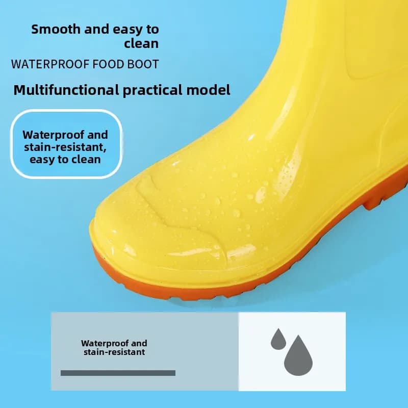 Bottes alimentaires jaunes antidérapantes hygiéniques pour pêche professionnelle et transformation