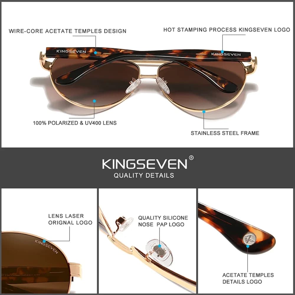 Lunettes de soleil rétro KINGSEVEN pilote homme - UV400 polarisées anti-éblouissement - Conduite extérieur