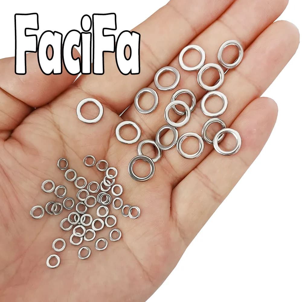 Anneaux de pêche solides inox 50 ou 100 pièces pour leurres jigging pêche en mer accessoires