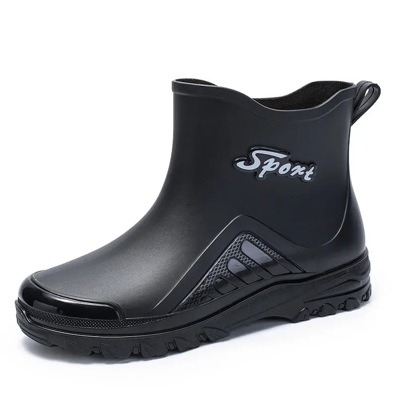 Bottes de pluie courtes homme doublées polaire imperméables chaudes anti-dérapantes pour pêche hivernale