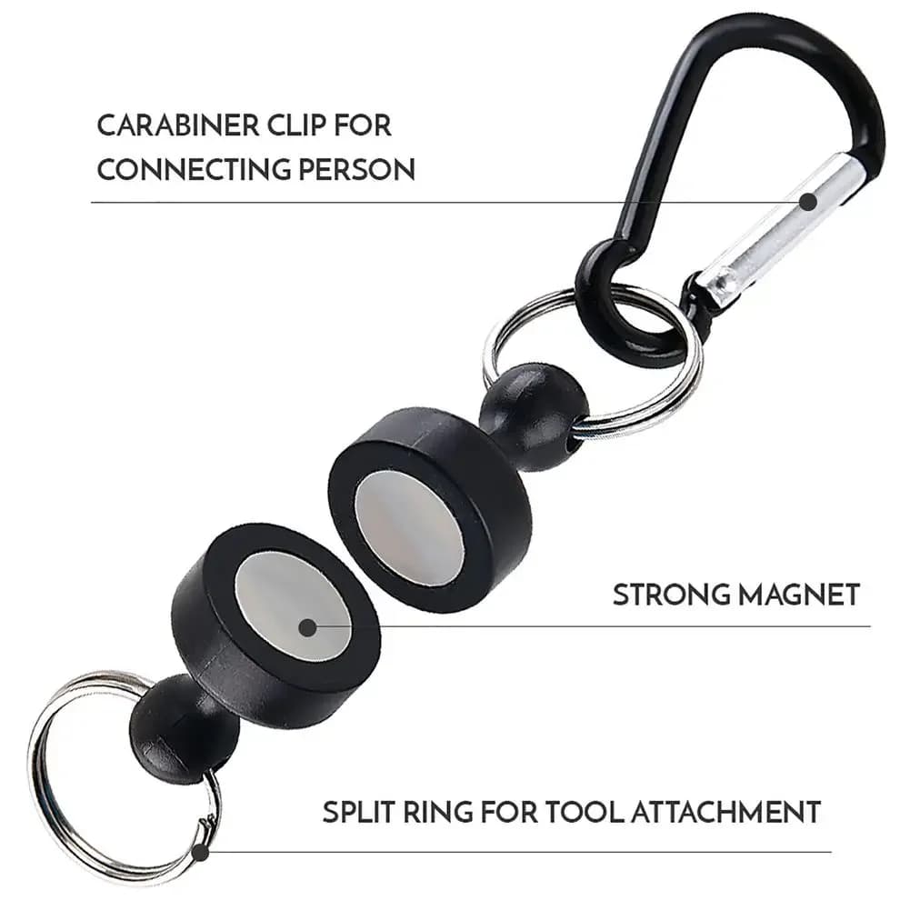 Mousqueton de pêche magnétique anti-chute avec porte-clés, accessoire de pêche pour matériel de pêche en extérieur