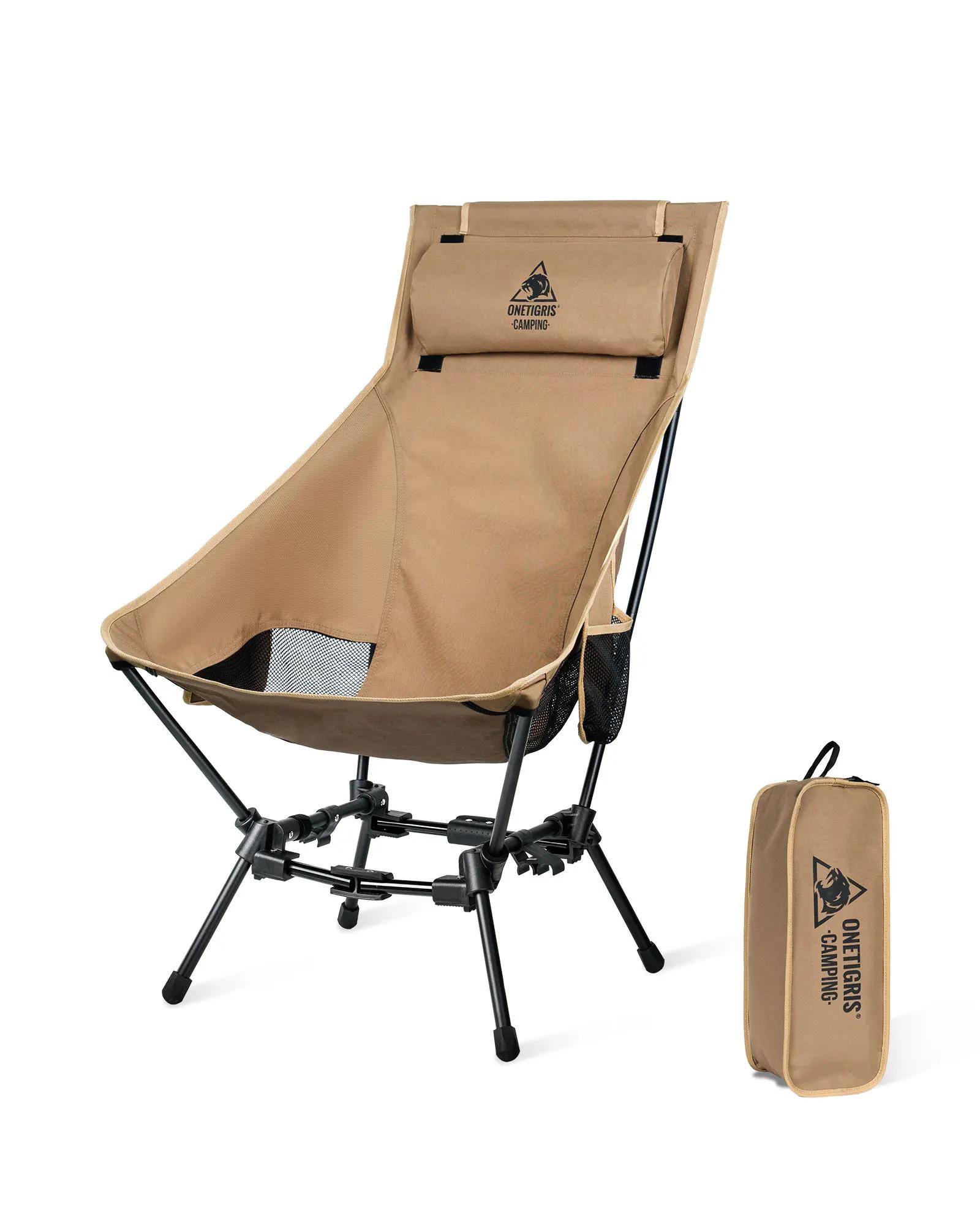 Chaise pliante camping OneTigris dossier haut - Siège confortable pour pêche trekking jardin plage