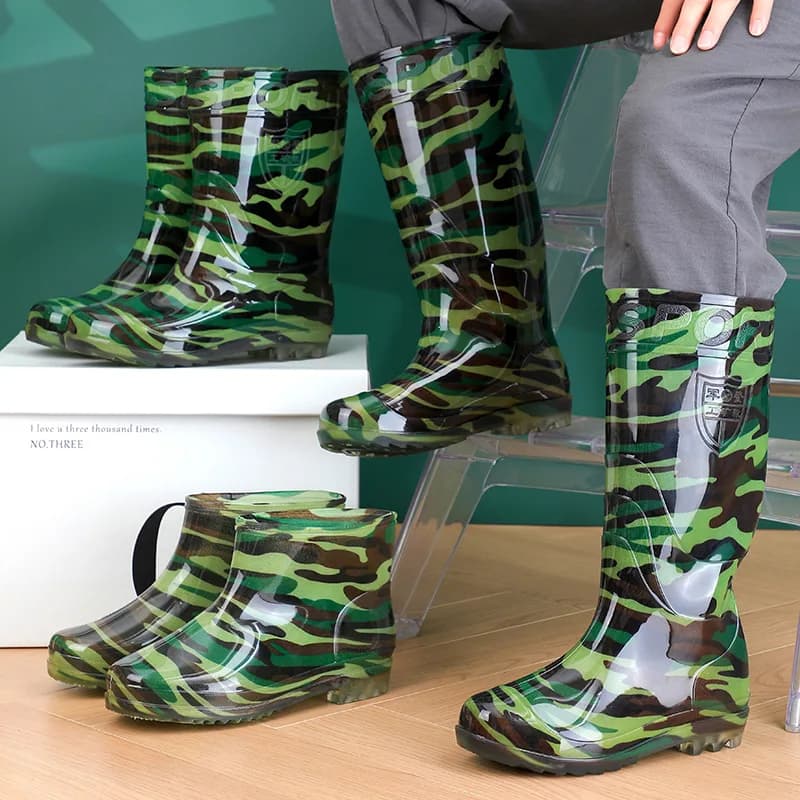 Bottes camouflage longues tube pour pêche discrète imperméables vadrouille quotidienne antidérapantes