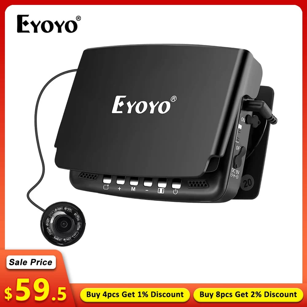 Caméra de pêche sous glace Eyoyo EF43A 4.3 pouces avec enregistreur DVR et 8 LEDs infrarouges
