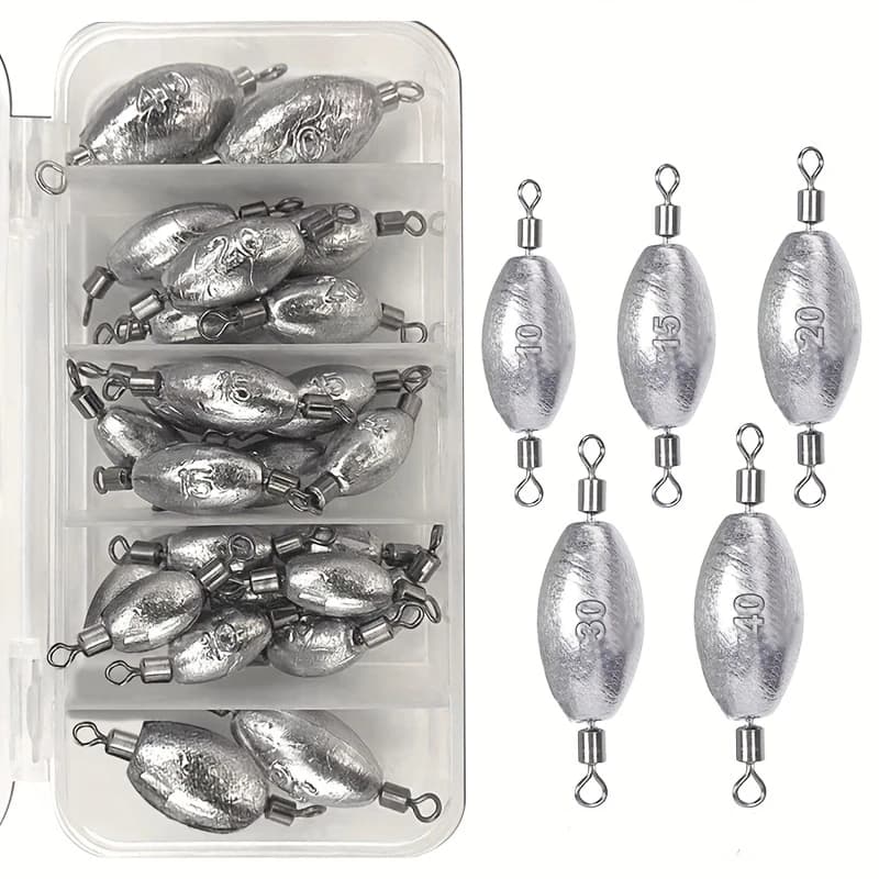 Plombs de pêche olivette plombée avec double émerillon pour pêche en traîne et ligne