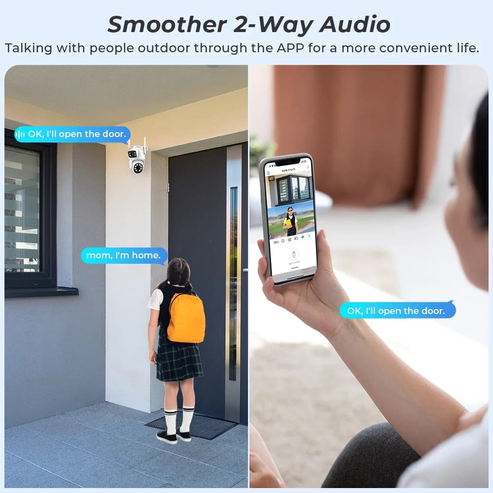 Caméra sécurité extérieure 4K PTZ wifi détection humaine double objectif - Besder pour surveillance quai