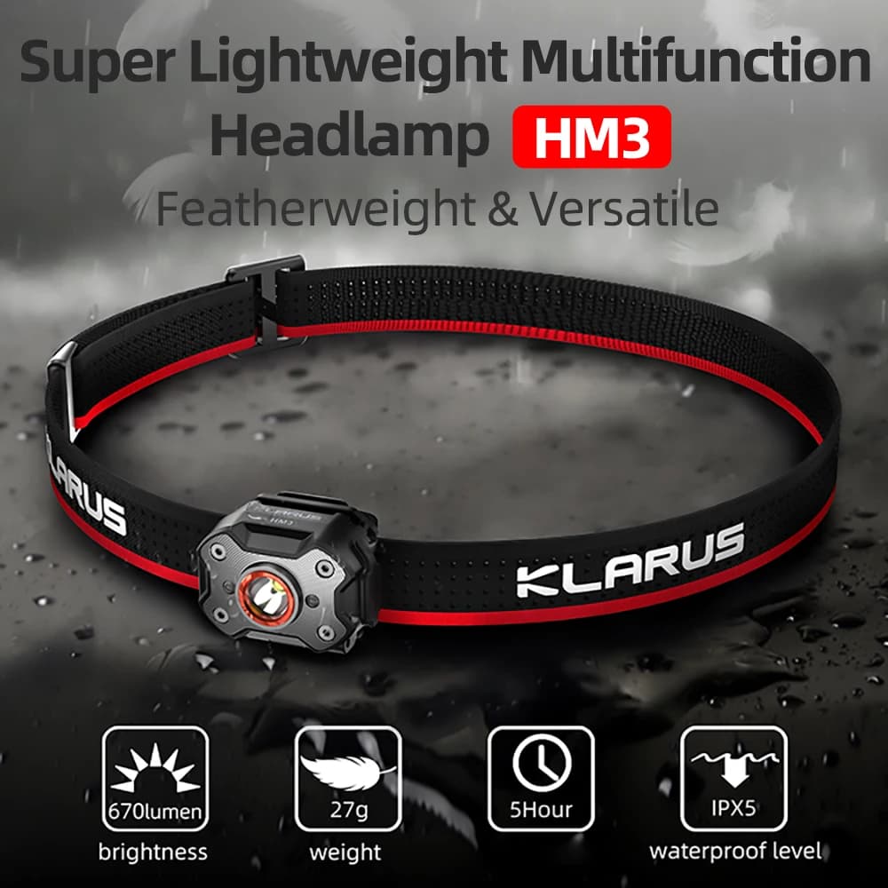 Lampe frontale KLARUS HM3 étanche avec capteur mouvement - 70h autonomie résistante chocs pour pêche maritime
