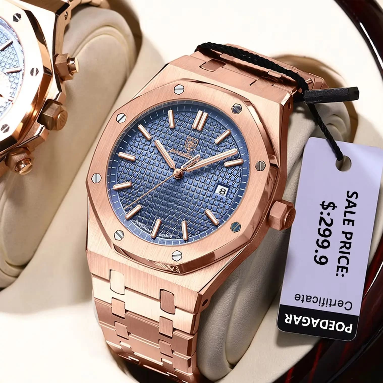 Montre bracelet homme POEDAGAR luxe acier inoxydable étanche date lumineuse quartz affaires élégante