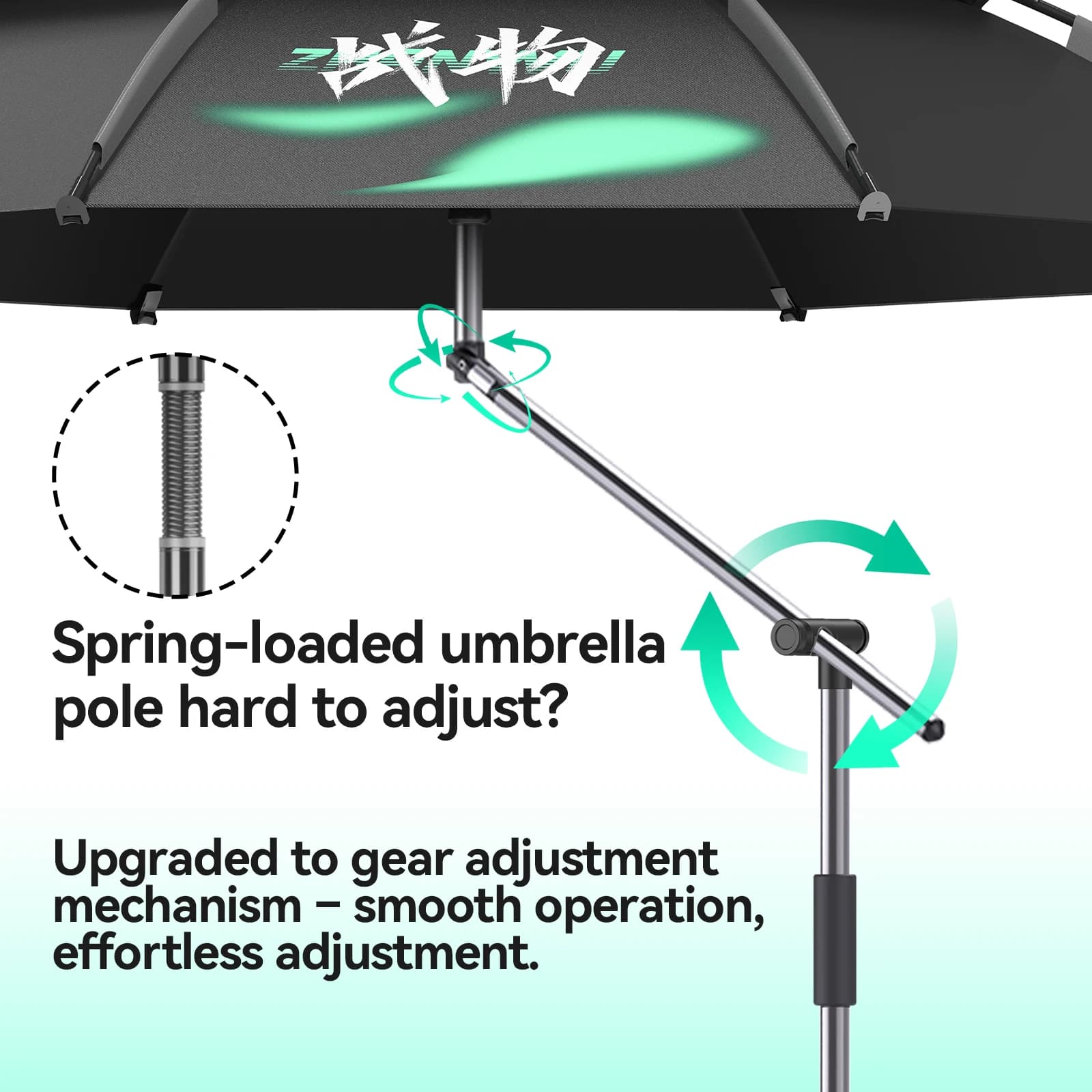 Parapluie de pêche pliable grand format UPF 50+ anti-vent portable réglable durable ombre soleil plage