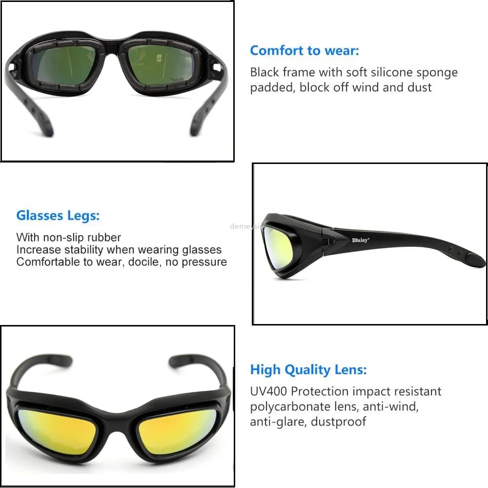 Masque désert 4 lentilles pêche chasse UV protection unisex lunettes tactiques randonnée outdoor