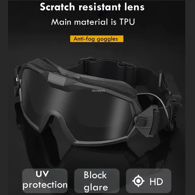 Lunettes tactiques avec ventilateur anti-buée pour paintball, randonnée et protection oculaire pêche