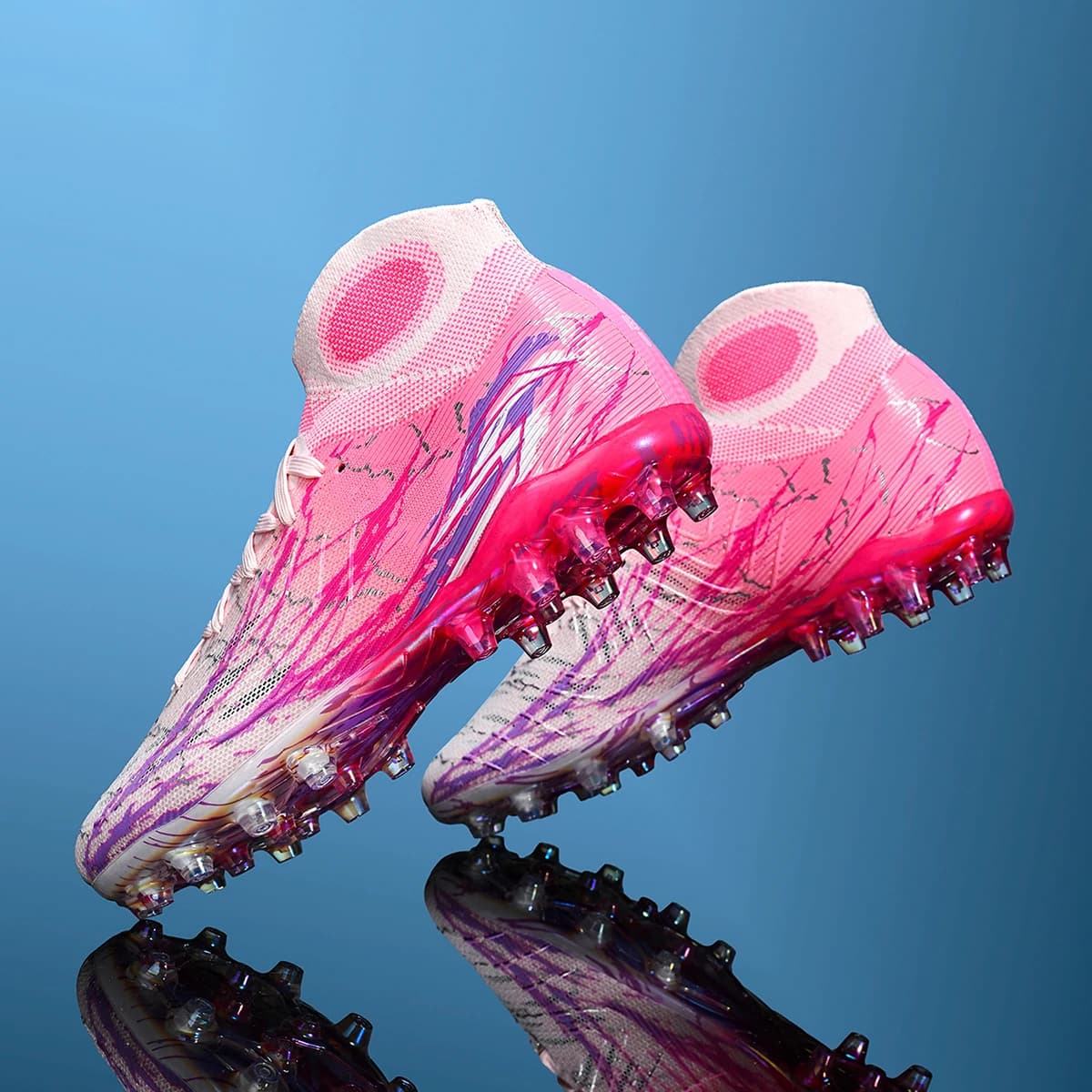 Chaussures football hautes respirables semelle électroformée FG - Crampons longs adhérence durable