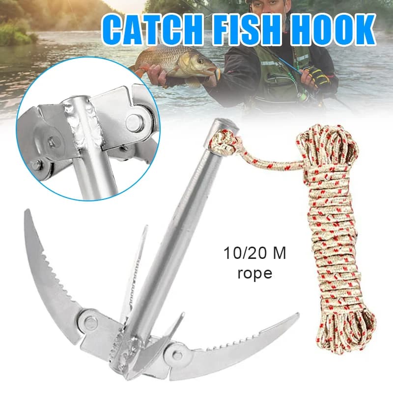 Ancre grappin pliante pour bateau et canoë, outil de pêche et survie robuste avec corde