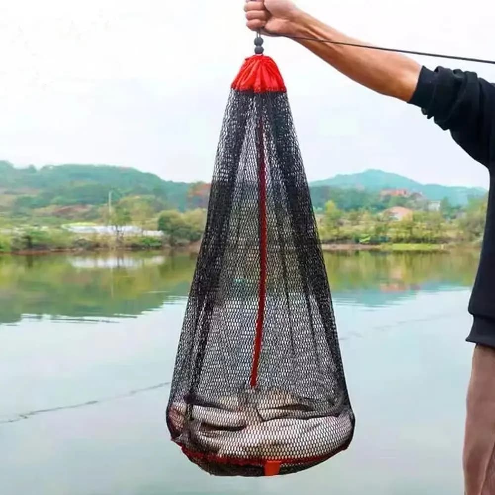 Filet pliable poche pêche nylon flottant avec piège à branchies - Foldable fish net bag monofilament